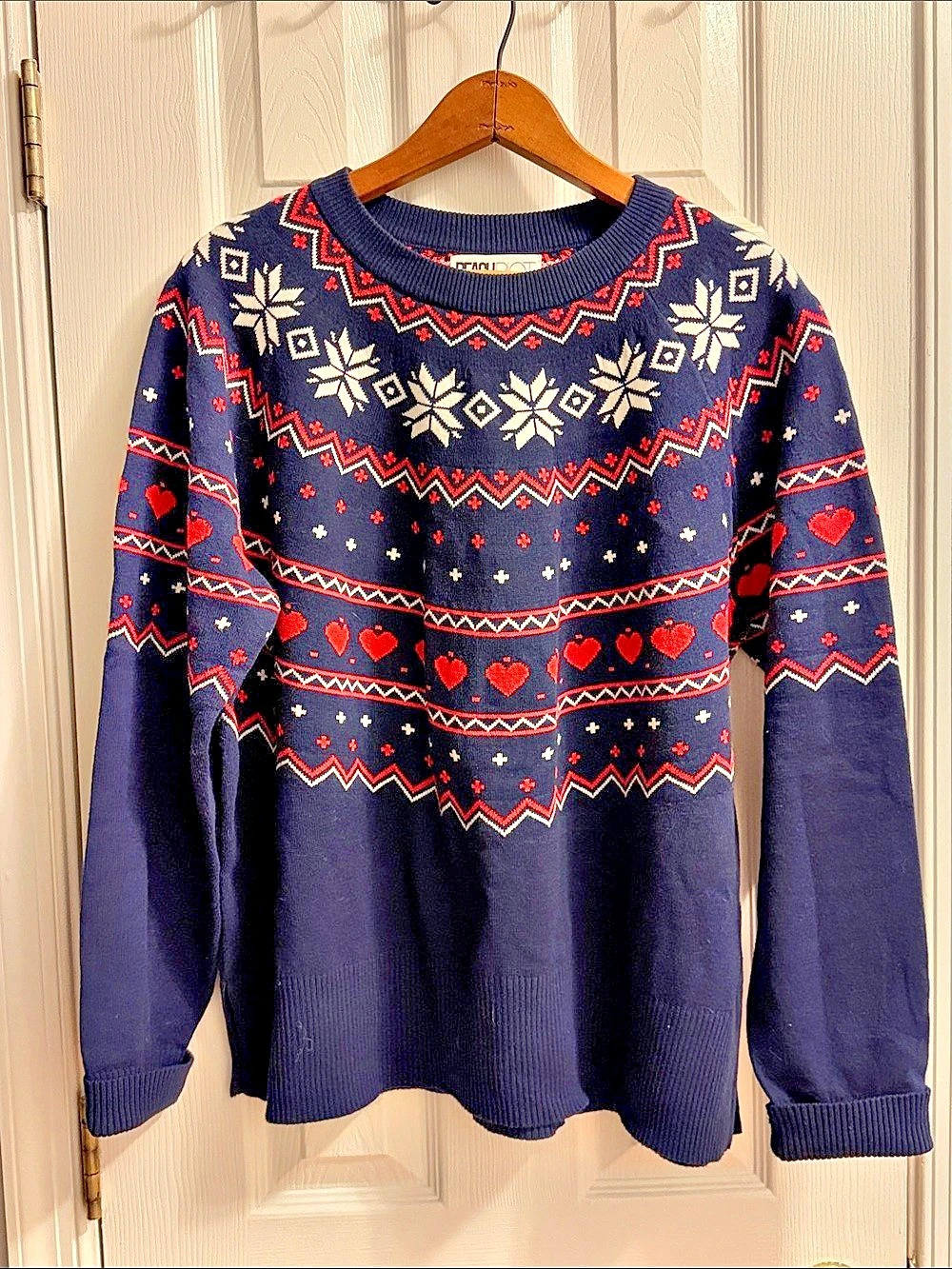 Beach Riot Elizabeth Sweater Mystic Fairisle Blue & Red Large
